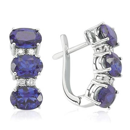 6.66 ct. Pırlanta Safir Küpe